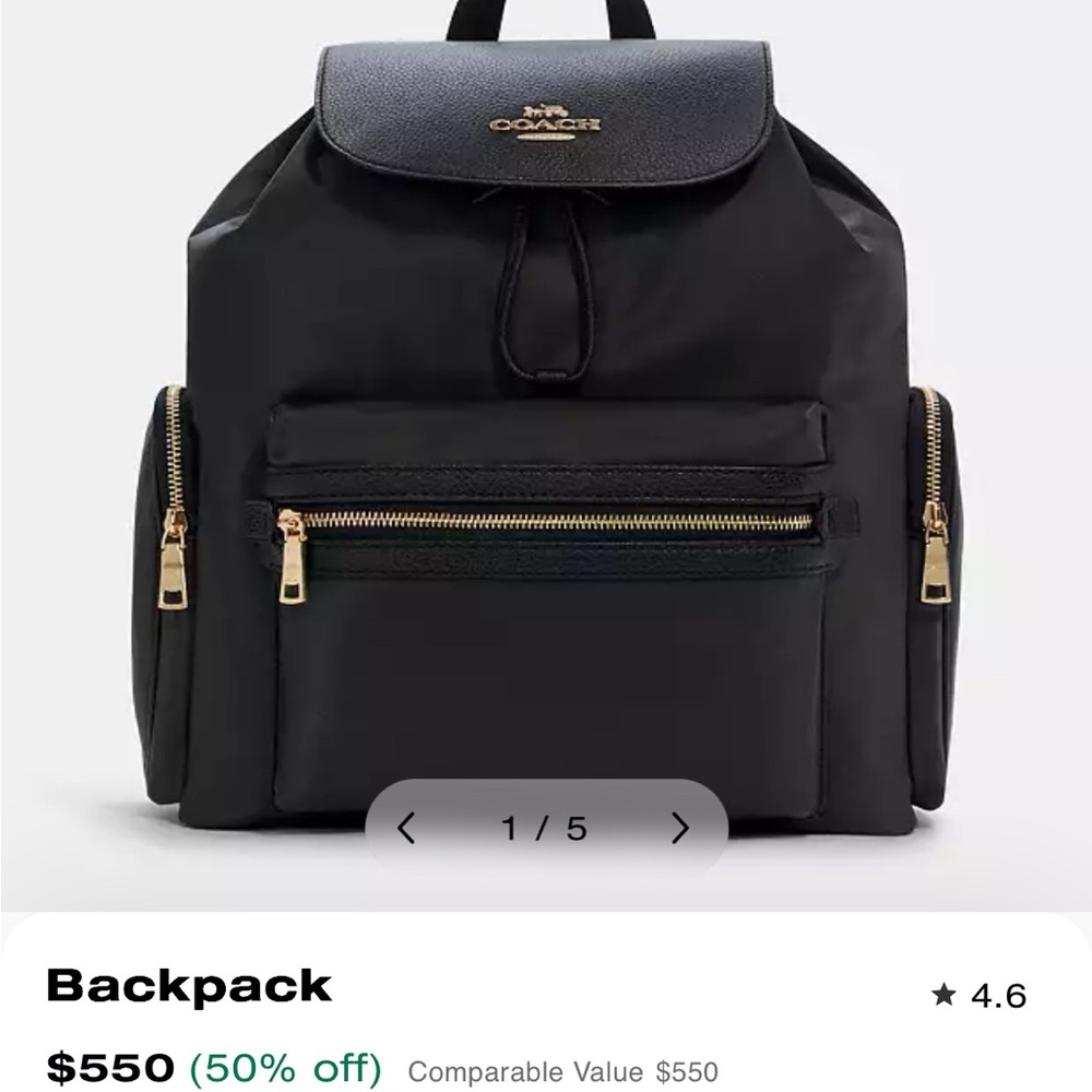 Coach Black Diaper Bag Backpack with Gold Zippers